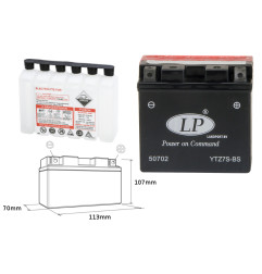 LANDPORT AKUMULATOR YTZ7S-BS (MA LTZ7S-BS) (MA LTZ7S-BS) 12V 6AH 113X70X105 BEZOBSŁUGOWY - ELEKTROLIT OSOBNO UE2019/1148
