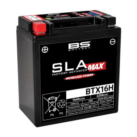 BS AKUMULATOR BTX16H MAX (FA) (YTX16H) 12V 14AH 150X87X161 BEZOBSŁUGOWY - ZALANY (ZWIĘKSZONY PRĄD ROZRUCHOWY) (250A)