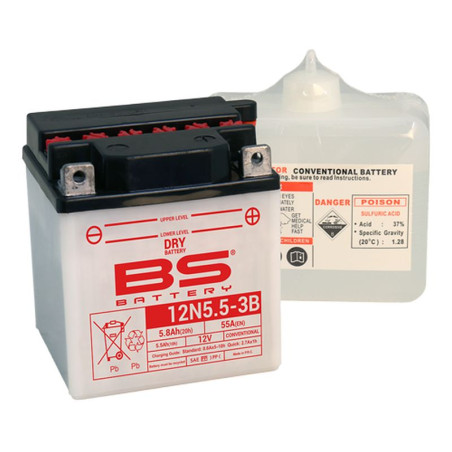 BS AKUMULATOR 12N5.5A-3B 12V 5,5AH 103X90X114 OBSŁUGOWY - ELEKTROLIT OSOBNO (55A) UE2019/1148 (6)