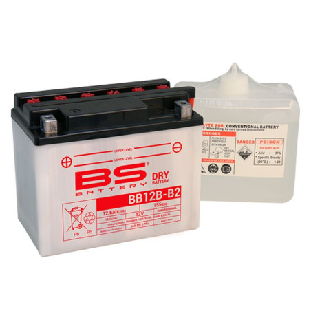 BS AKUMULATOR BB12B-B2 (YB12B-B2) 12V 12AH 160X80X160 OBSŁUGOWY - ELEKTROLIT OSOBNO (155A) UE2019/1148 (4)