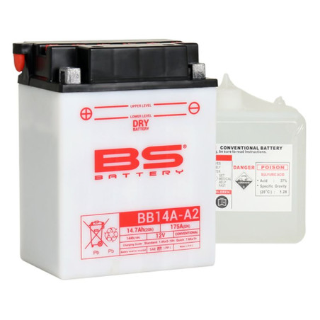 BS AKUMULATOR BB14A-A2 (YB14A-A2) 12V 14AH 134X89X176 OBSŁUGOWY - ELEKTROLIT OSOBNO (175A) UE2019/1148 (3)