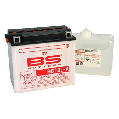 BS AKUMULATOR BB18L-A (YB18L-A) 12V 18AH 180X90X162 OBSŁUGOWY - ELEKTROLIT OSOBNO (235A) UE2019/1148 (2)
