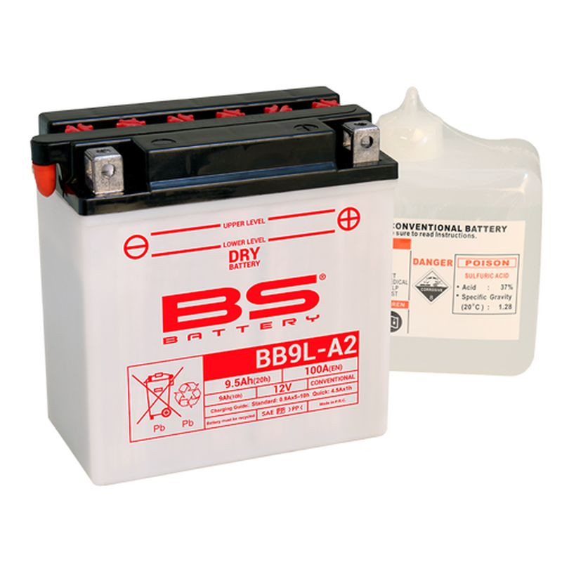 BS AKUMULATOR BB9L-A2 (YB9L-A2) 12V 9AH 135X75X139 OBSŁUGOWY - ELEKTROLIT OSOBNO (100A) UE2019/1148 (4)
