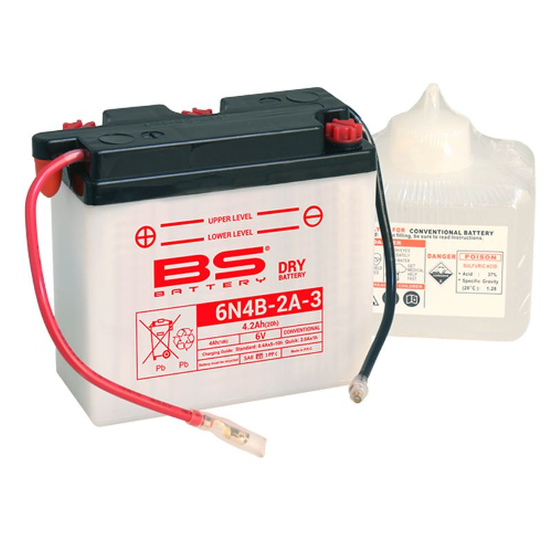 BS AKUMULATOR 6N4B-2A-3 6V 4AH 102X48X96 OBSŁUGOWY - ELEKTROLIT OSOBNO UE2019/1148 (12)