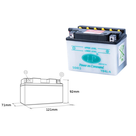 LANDPORT AKUMULATOR YB4L-A (MD LB4L-A) 12V 4Ah 120x70x92 OBSŁUGOWY - ELEKTROLIT OSOBNO UE2019/1148 - WYCOFANY Z OFERTY