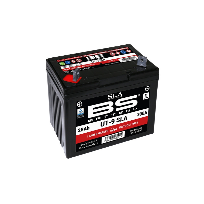 BS AKUMULATOR U1-9 (FA) SLA 12V 28AH 195X125X176 BEZOBSŁUGOWY - ZALANY (300A) - KOSIARKA (1)