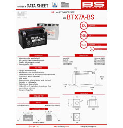 BS AKUMULATOR BTX7A-BS (YTX7A-BS) 12V 6AH 152X88X94 BEZOBSŁUGOWY - ELEKTROLIT OSOBNO (90A) UE2019/1148 (6)