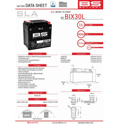 BS AKUMULATOR BIX30L (FA) (YTX30L) 12V 30AH 166X125X175 BEZOBSŁUGOWY - ZALANY (385A) (2)
