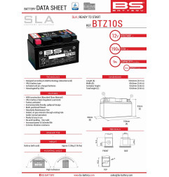 BS AKUMULATOR BTZ10S (FA) (YTZ10S)12V 8,6AH 150X86X95 BEZOBSŁUGOWY - ZALANY (190A) (4)