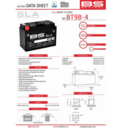 BS AKUMULATOR BT9B-4 (FA) (YT9B-4) 12V 8AH 150X69X105 BEZOBSŁUGOWY - ZALANY (115A) (6)
