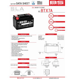 BS AKUMULATOR BTX7A (FA) (YTX7A-BS) 12V 6AH 152X88X94 BEZOBSŁUGOWY - ZALANY (90A) (6)