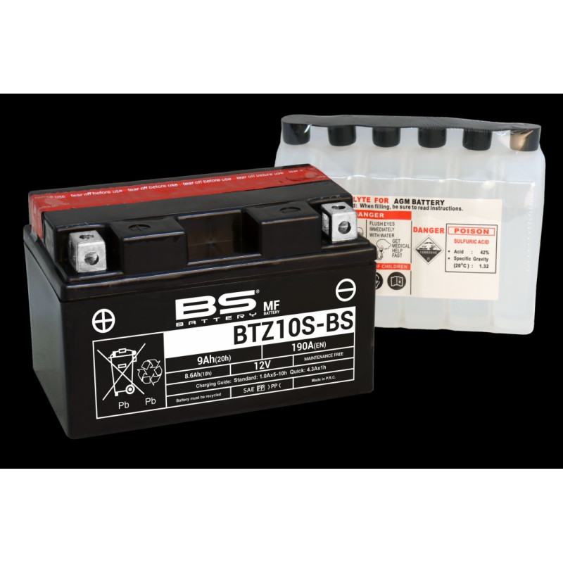 BS AKUMULATOR BTZ10S-BS (YTZ10S, YTZ10S-BS) 12V 8,6AH 150X86X95 BEZOBSŁUGOWY - ELEKTROLIT OSOBNO (190A) UE2019/1148 (4)