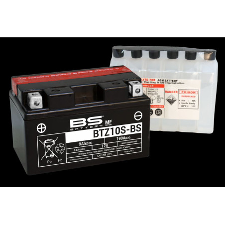 BS AKUMULATOR BTZ10S-BS (YTZ10S, YTZ10S-BS) 12V 8,6AH 150X86X95 BEZOBSŁUGOWY - ELEKTROLIT OSOBNO (190A) UE2019/1148 (4)
