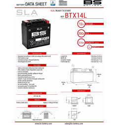 BS AKUMULATOR BTX14L (FA) (YTX14L-BS) 12V 12AH 150X87X145 BEZOBSŁUGOWY - ZALANY (200A) (4)