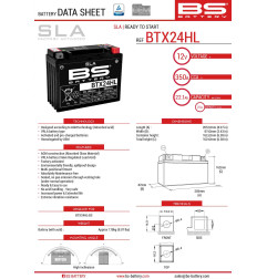 BS AKUMULATOR BTX24HL (FA) (YTX24HL-BS) 12V 21AH 205X87X162 BEZOBSŁUGOWY - ZALANY (350A) - ZASTĘPUJE 300755 (4)