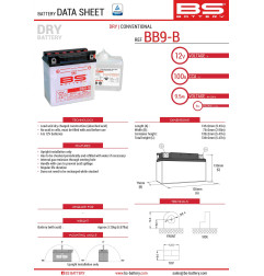 BS AKUMULATOR BB9-B (YB9-B) (12N9-4B-1) 12V 9AH 135X75X139 OBSŁUGOWY - ELEKTROLIT OSOBNO (115A) UE2019/1148 (4)