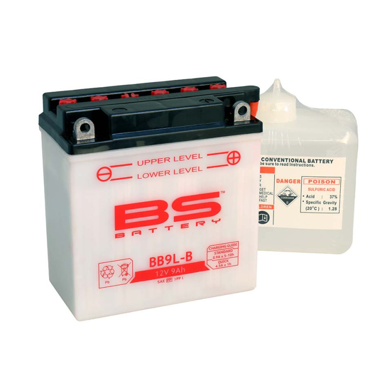 BS AKUMULATOR BB9L-B (YB9L-B) (12N9-3B) 12V 9AH 135X75X139 OBSŁUGOWY - ELEKTROLIT OSOBNO (115A) UE2019/1148 (4)