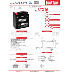 BS AKUMULATOR BTX16 (FA) (YTX16-BS) 12V 14AH 152X88X161 BEZOBSŁUGOWY - ZALANY (230A) (4)