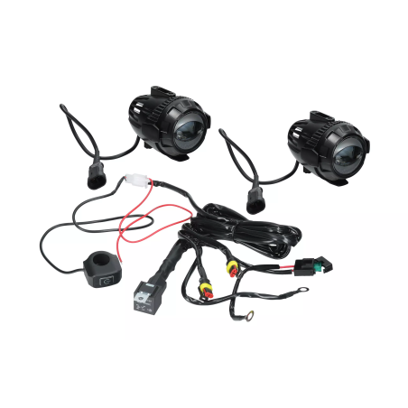 Halogeny lampy LED HLP X1 z mocowaniem + wiązka instalacji i przełącznik świateł