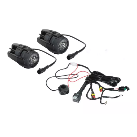 Halogeny lampy LED HLP X2 z mocowaniem + wiązka instalacji i przełącznik świateł