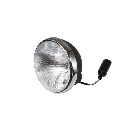 EMGO REFLEKTOR / LAMPA UNIWERSALNA KOMPLETNA CZARNA Z CHROMOWANYM PIERŚCIENIEM (ŚREDNICA WKŁADU 7" / 17,80CM)