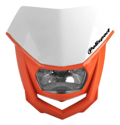 POLISPORT PROMOCJA LAMPA PRZEDNIA MODEL HALO (ŻARÓWKA HALOGENOWA) KOLOR BIAŁY/POMARAŃCZOWY