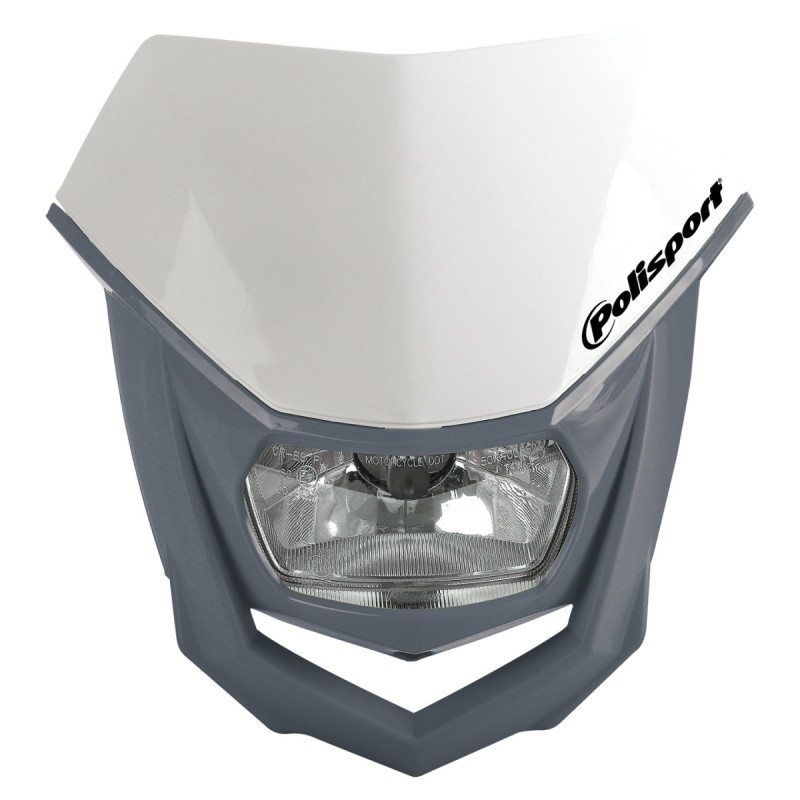POLISPORT WYPRZEDAŻ LAMPA PRZEDNIA MODEL HALO (ŻARÓWKA HALOGENOWA) KOLOR BIAŁY/SZARY