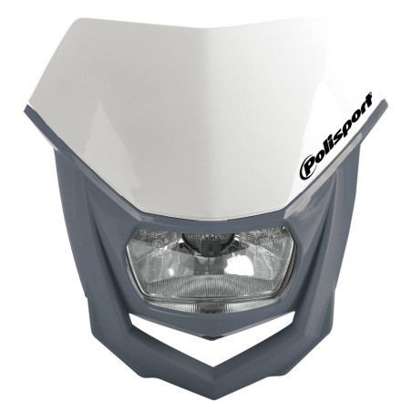 POLISPORT WYPRZEDAŻ LAMPA PRZEDNIA MODEL HALO (ŻARÓWKA HALOGENOWA) KOLOR BIAŁY/SZARY