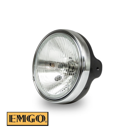EMGO REFLEKTOR / LAMPA UNIWERSALNA KOMPLETNA H4 CZARNA WZÓR KAWASAKI MODELE Z1 I KZ