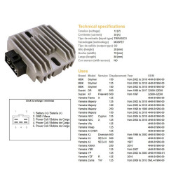 DZE REGULATOR NAPIĘCIA SUZUKI DR 650SE '96-'17; XF 650 FREEWIND '97; YAMAHA 125/150/180/250 MAJESTY '96-'10; XJ 600