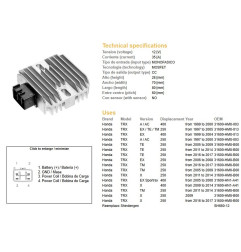 DZE REGULATOR NAPIĘCIA HONDA TRX 400EX SPORTRAX '99-'04; TRX 250 RECON '97-'11 (ESR585)