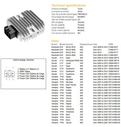 DZE REGULATOR NAPIĘCIA YAMAHA YFM 125/250/350/400/450/600/660; SUZUKI LTZ400 QUADRACER; LTA 400 EIGER; LTR 450R