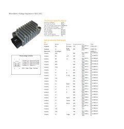 DZE REGULATOR NAPIĘCIA YAMAHA XT 225 SEROW '98-'03; XT 250 '08-'12; XT 600E/K '91-'02; XT 600Z TENERE '86-'89; XTZ 750