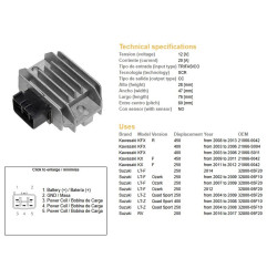 DZE REGULATOR NAPIĘCIA KAWASAKI KX 250F '11-'12; KX 450F '09-'11; KFX 400 '03-'06; KFX 450R '08-'13; SUZUKI LT-F 250