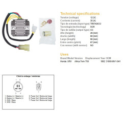 DZE REGULATOR NAPIĘCIA HONDA XRV 750 AFRICA TWIN '92 (31600-MV1-941) (35A)