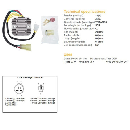 DZE REGULATOR NAPIĘCIA HONDA XRV 750 AFRICA TWIN '92 (31600-MV1-941) (35A)