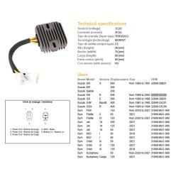 DZE REGULATOR NAPIĘCIA SUZUKI GSF 400 BANDIT '90-'94; GS 500E '89-'02; DR 650S '90-'91 (ESR170) (32800-33C00)