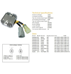 DZE REGULATOR NAPIĘCIA KAWASAKI KLF 300 BAYOU '02-'05; KVF 300 PRAIRIE '99-'02; KFV 650 BRUTE FORCE '05-'10; KFX 700