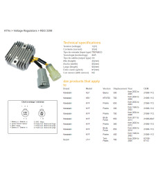 DZE REGULATOR NAPIĘCIA KAWASAKI KLF 300 BAYOU '02-'05; KVF 300 PRAIRIE '99-'02; KFV 650 BRUTE FORCE '05-'10; KFX 700