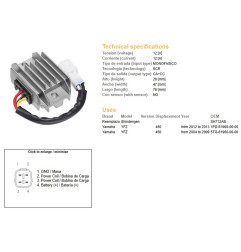 DZE REGULATOR NAPIĘCIA YAMAHA YFZ 450 '04-'09; YFZ 450 '12-'13 (SH712AB) (5TG-81960-00-00) (1PD-81960-00-00) (12A)