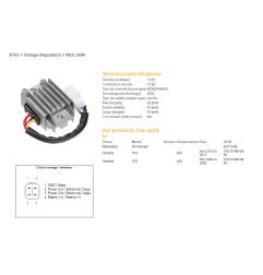 DZE REGULATOR NAPIĘCIA YAMAHA YFZ 450 '04-'09; YFZ 450 '12-'13 (SH712AB) (5TG-81960-00-00) (1PD-81960-00-00) (12A)