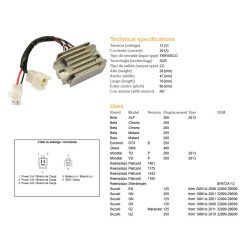 DZE REGULATOR NAPIĘCIA SUZUKI GN 125 '91-'01; GN 250 '88-'01; GS 125 '99-'00; EN 125 '03-'08; BETA (ESR142)