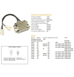 DZE REGULATOR NAPIĘCIA SUZUKI AN 125/250 BURGMAN '95-'00; EN 125; GN 125; UE 125/150 '01-'11 12V/20A