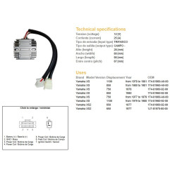 DZE REGULATOR NAPIĘCIA YAMAHA XS 650 '77; XS 750 '77-'79; XS 850 '80-'81; XS 1100 '79-'81