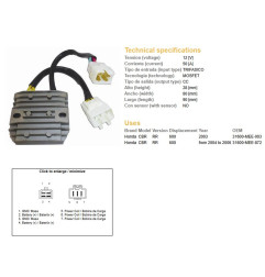 DZE REGULATOR NAPIĘCIA HONDA CBR 600RR '03-'06 (50A) (31600-MEE-872;31600-MEE-003) (ESR430;ESR436)