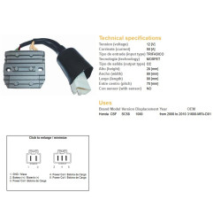 DZE REGULATOR NAPIĘCIA HONDA CBF 1000 '06-'10 (SC58) (31600-MFA-D01) MOSFET (50A)