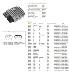DZE REGULATOR NAPIĘCIA APRILIA; BMW; CAN AM; DUCATI; HONDA; KAWASAKI; SUZUKI; TRIUMPH; YAMAHA (50A)