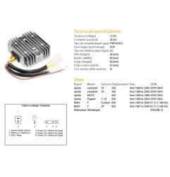 DZE REGULATOR NAPIĘCIA BMW F 650F/ST '93-'00; APRILIA 650 PEGASO '96-04; LEONARDO 250/300ST '99-'05