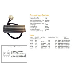 DZE REGULATOR NAPIĘCIA SUZUKI DR 650 '92-'95; VS 600 INTRUDER '96-'97; VS 800 INTRUDER '92-'04; VS 800 BOULEVARD