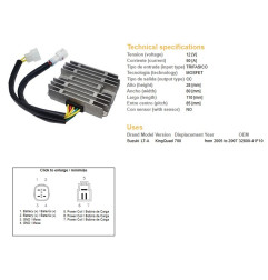 DZE REGULATOR NAPIĘCIA SUZUKI LT-A 700 KING QUAD '05-'07 (32800-41F10) MOSFET (50A)